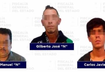 Asegura FGE a tres sujetos por robo con violencia