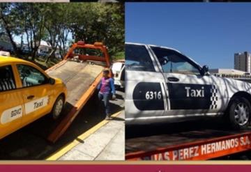 Detienen 11 taxis piratas en Villahermosa