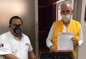 Dona la Cámara Mexicana de la Industria de la Construcción cubrebocas al sector Salud de Tabasco