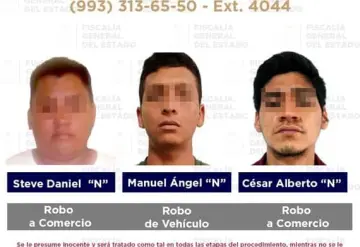 Tres detenidos por robo en distintos operativos en municipios