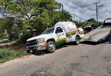 Pipa estuvo a punto de volcar en la Cunduacán-Samaria