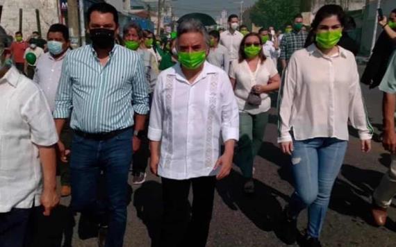 Inicia la caminata por parte de simpatizantes del Partido Verde ecologista