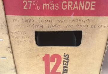 "Mi mamá me pega", pequeña deja mensaje de auxilio en un cartón de cerveza