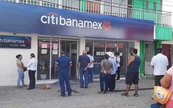 Cierran sucursal de Banamex en Huimanguillo por brote de covid-19