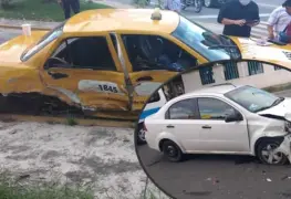 Aparatoso accidente entre taxi y un vehículo particular ocurrió esta tarde en la zona CICOM