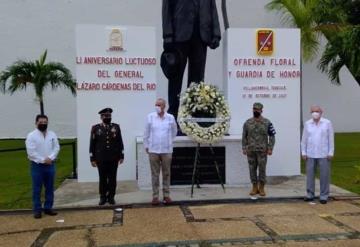 Gobernador de Tabasco encabeza guardia de honor por el LI Aniversario Luctuoso del General Lázaro Cárdenas del Rio