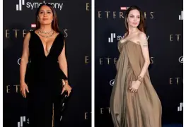 Salma Hayek y Angelina Jolie deslumbran en el estreno de "Eternals"