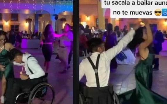 Joven en silla de rueda saca sus mejores pasos de baile en la pista