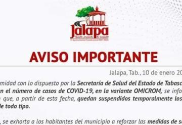 Suspenden eventos masivos en Jalapa