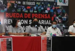 Sindicato de trabajadores administrativos e intendencia UJAT, solicitan en rueda de prensa una revisión salarial