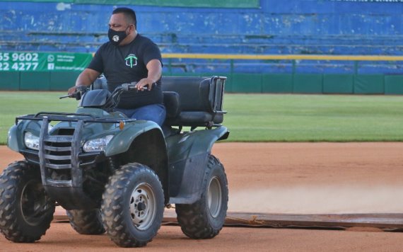 El equipo de mantenimiento de Olmecas de Tabasco ya está trabajando en el Estadio Ángel Toledo Meza de Macuspana