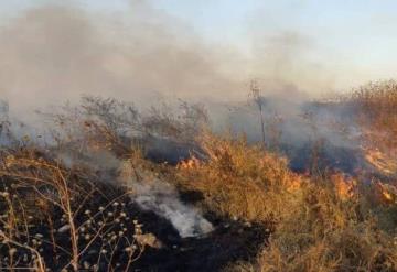 Controlan fuerte incendio en pastizales del bordo de Xochiaca, Edomex