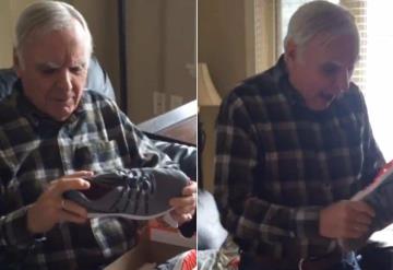 Abuelo se emociona por sus nuevos tenis con luces