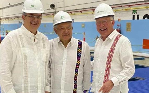 AMLO, Ebrard y Ken Salazar supervisan modernización de la presa Peñitas