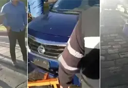 Sujeto cachetea a polic&iacute;a de tr&aacute;nsito de San Luis Potos&iacute; luego de inmovilizar su auto