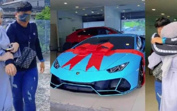 Embarazada le regala un Lamborghini a su esposo por las próximas noches de insomnio