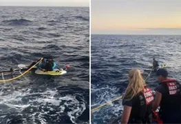 Llega a Cayos de Florida buzo cubano en tabla de windsurf
