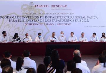 Realizan firma de acuerdo de coordinación del programa de inversión de infraestructura social básica para el bienestar de los tabasqueños