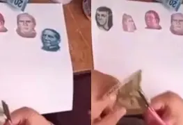 Niña recorta varios billetes para pegarlos a su tarea y se viraliza