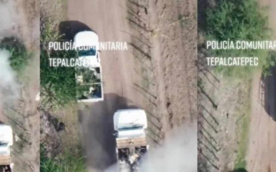 Dron ataca con granadas a policías comunitarios de Michoacán