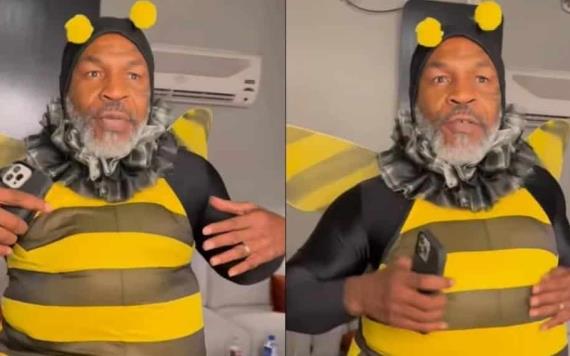 Mike Tyson rompe redes disfrazado de abejita y con un peculiar baile