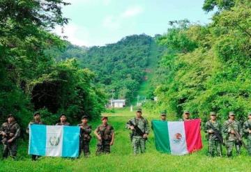 Personal militar de México y Guatemala recorren límites fronterizos