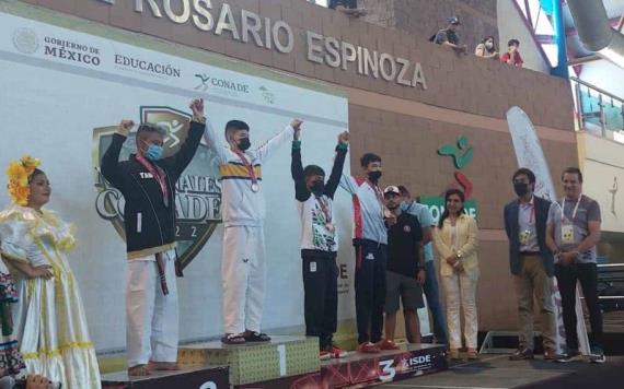 El taekwondoín tabasqueño Emilio Ramses Brito Cruz logró plata en los Juegos Nacionales CONADE 2022