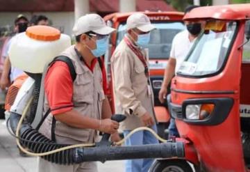 Salud sanitiza pochimoviles para evitar contagios de covid a usuarios jonutecos