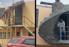 Albañiles colocan escalera sin salida y se vuelven virales