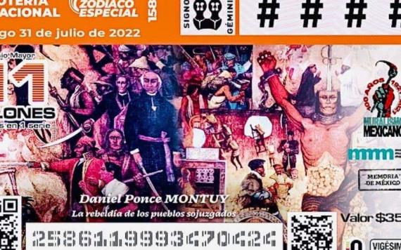 Muralista tabasqueño Montuy, es homenajeado en los Billetes de la Lotería Nacional