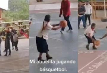 Video: Abuelita en Oaxaca se hace viral por su forma de jugar básquetbol