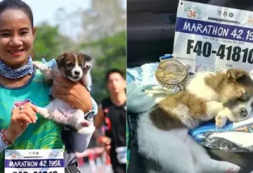 Maratonista rescató a cachorrito perdido a media competencia y lo adoptó