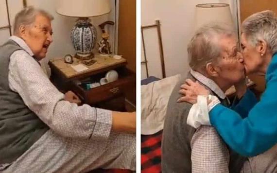 Tierno reencuentro de una abuelita con su esposo luego de estar una semana internada