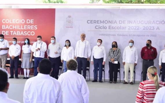 Gobernador inaugura el ciclo escolar 2022-2023 del Colegio de Bachilleres de Tabasco