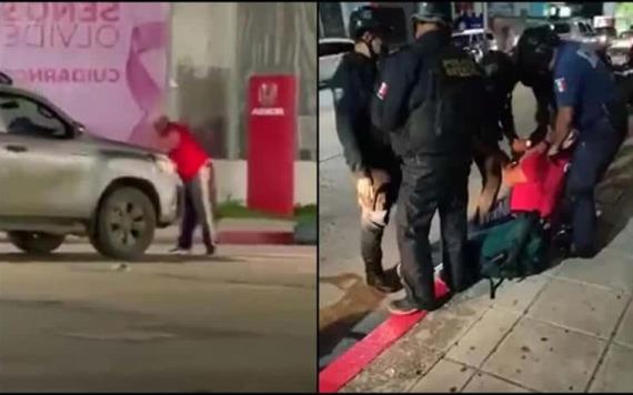 Detienen a El Shocker, lo captan golpeando autos en Tuxtla Gutiérrez, Chiapas