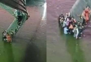 Puente colgante en India se derrumba y deja más de 100 muertos