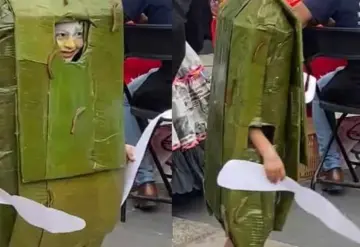 Niño se disfraza de tamal oaxaqueño y gana concurso de Halloween