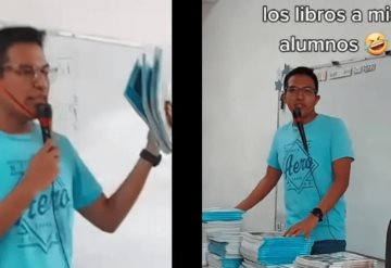 Video: Profesor entrega libros a alumnos con tono de vendedor de cobertores