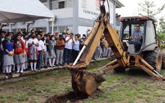 Inician trabajos de construcción de domo y cancha de usos múltiples en COBATAB Nº 6