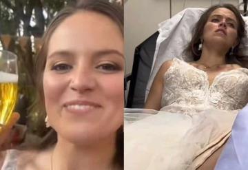 Pasó su noche de bodas en el hospital: novia se vuelve viral por su mala suerte