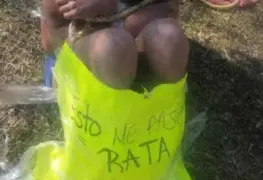 ´Esto me pasó por rata´, vecinos golpean, desnudan y amarran a ladrón