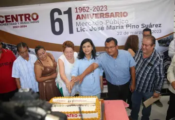 Celebra el Mercado Pino Suárez 61 aniversario; Alcaldesa de Centro, resalta importancia del centro de abasto