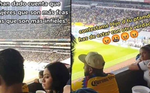 Joven descubrió que su novia le es infiel en pleno partido del América