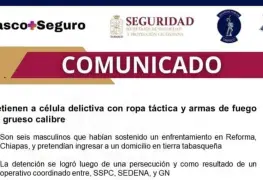 Detienen a célula delictiva con ropa táctica y armas de fuego de grueso calibre
