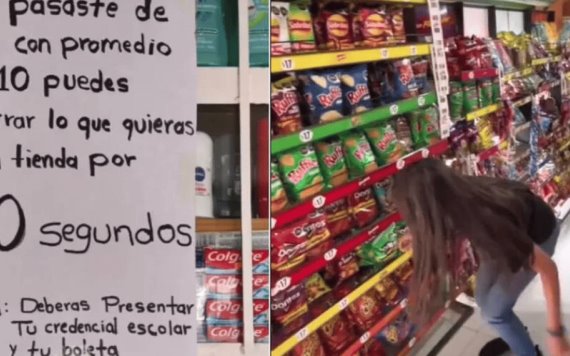 Tienda de abarrotes regala productos a menores que pasaron de año con 10 de calificación | VIDEO