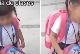 Niña se duerme caminando en su primer día de clases y se hace viral |VIDEO