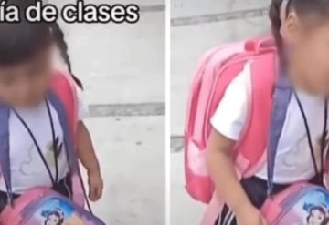 Niña se duerme caminando en su primer día de clases y se hace viral |VIDEO