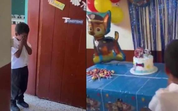 Video: Maestra se vuelve viral por festejarle el cumpleaños a su alumno