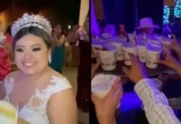 ¡Con salsita! Novios regalan sopas Maruchan en plena boda; invitados se arremolinan por una