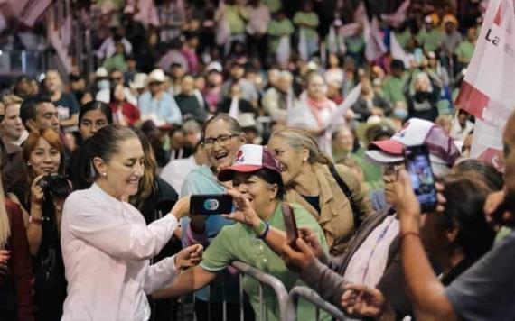 Claudia Sheinbaum va por una 4T junto a militantes de Morena en Chihuahua